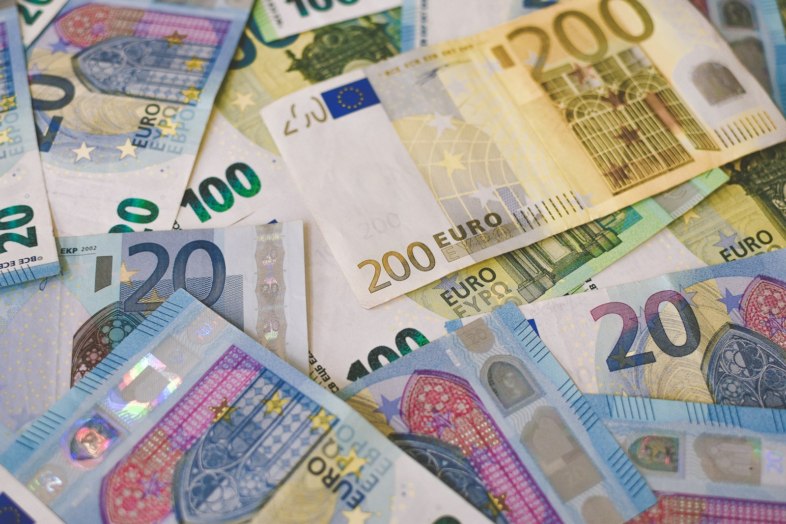 Euro banknotes representing blocked account funds for German student visa